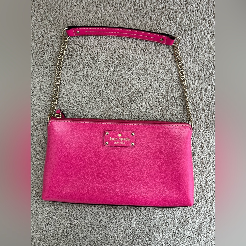 Kate Spade New York Wellesley Byrd bag hot pink leather, gold-tone hardware.